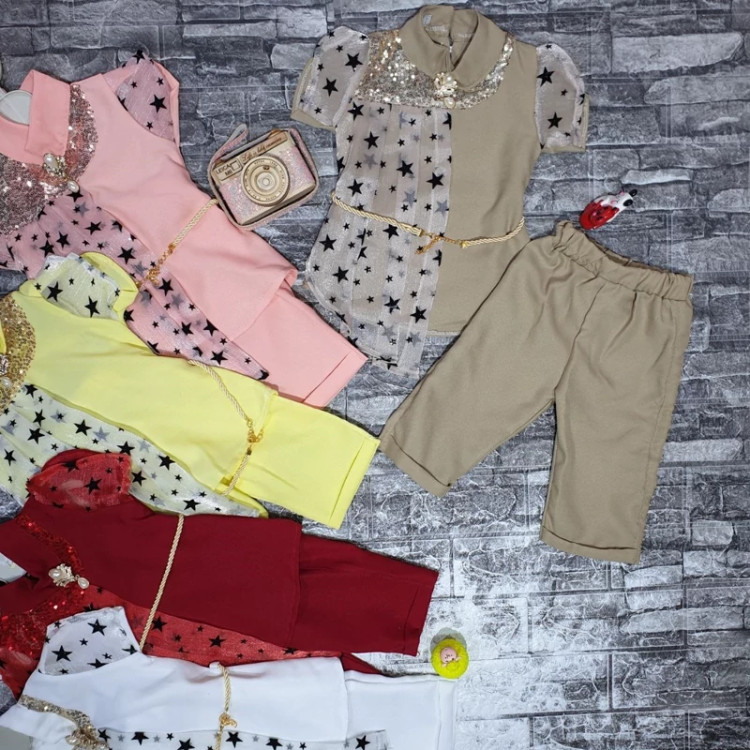 شومیز شلوارک دخترانه جنس اسکاچی