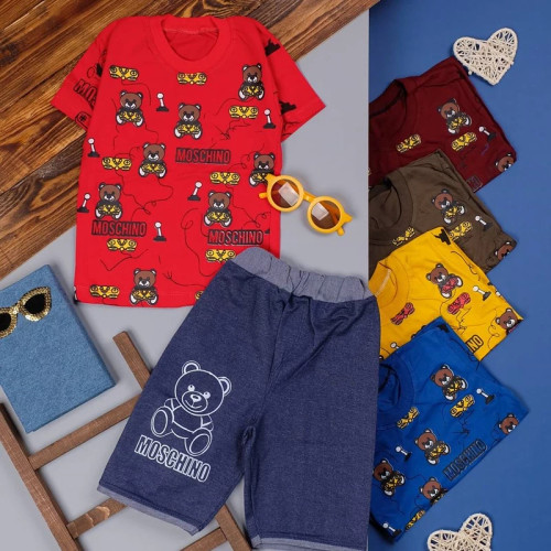 تیشرت شلوارک پسرانه طرح خرس جنس پنبه