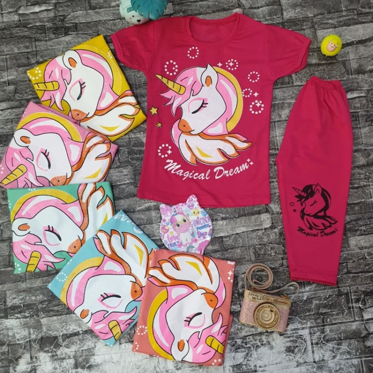 تیشرت شلوارک دخترانه جنس اسپان لاکرا