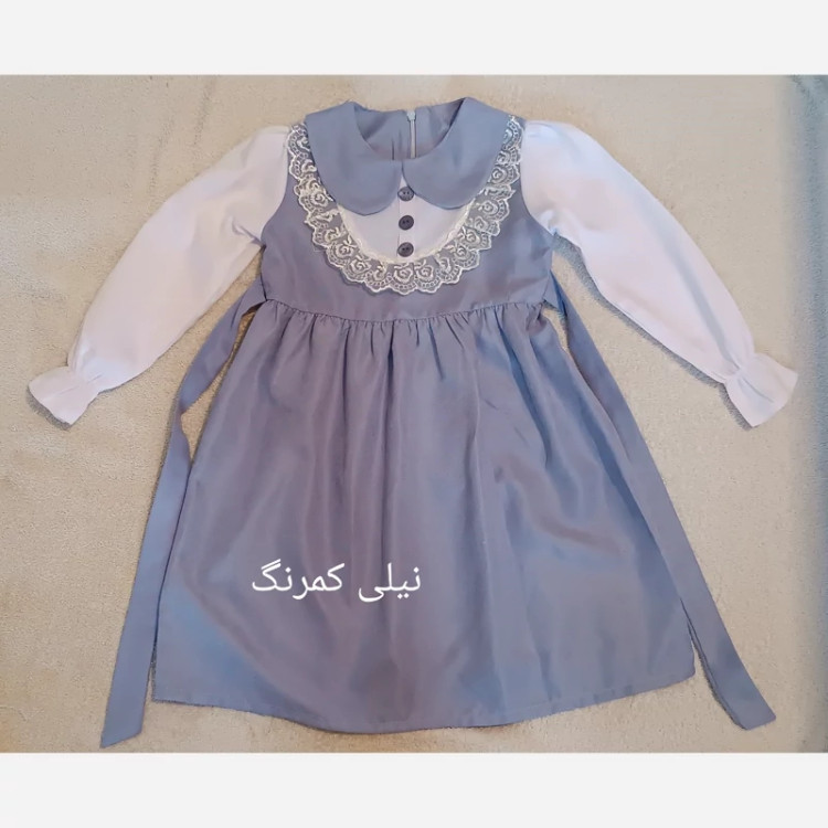 سارافون دخترانه نیلی کمرنگ