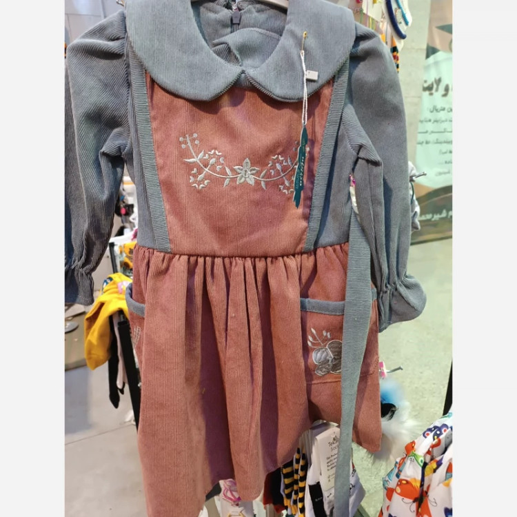 سارافون دخترانه صورتی-طوسی