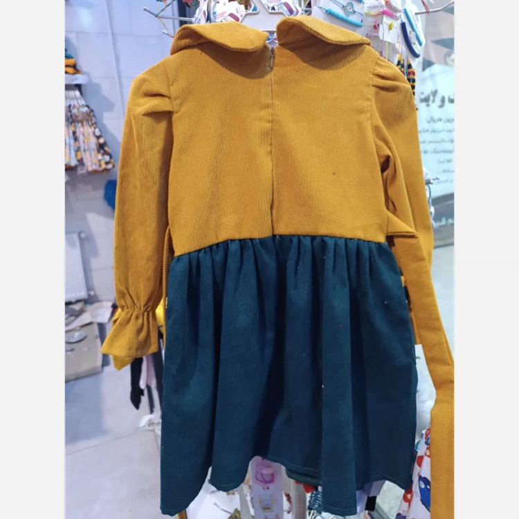 سارافون دخترانه سبز-خردلی