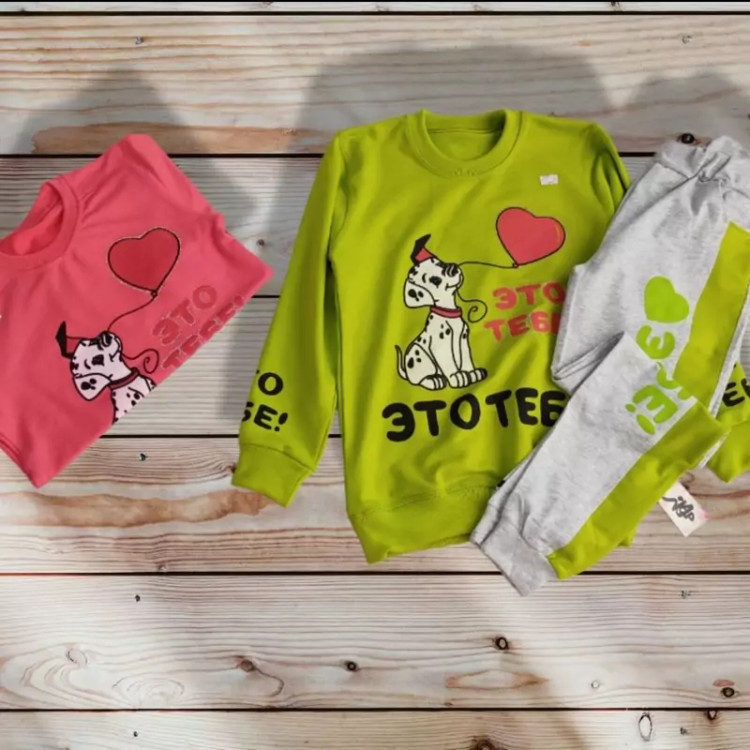 قیمت بلوز و شلوار دخترانه طرح سگ و قلب