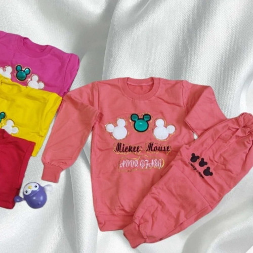 بلوز شلوار دخترانه گلبهی رنگ