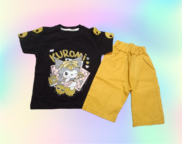 خرید تیشرت شلوارک دخترانه طرح کرومی