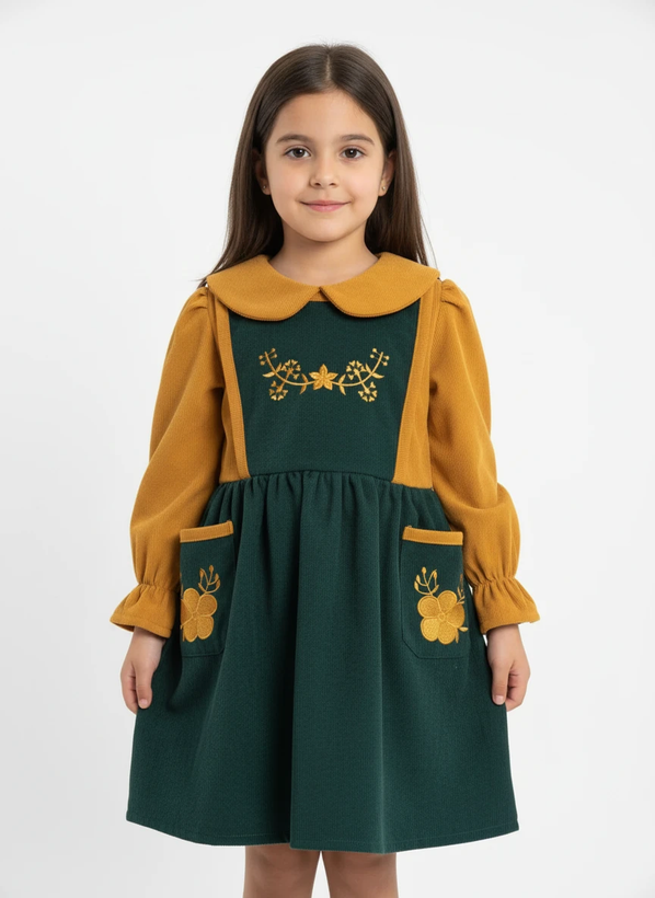 لباس گرم دخترانه سارافون دخترانه جنس مخمل
