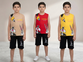 لباس پسرانه تاپ شلوارک پسرانه طرح حیوانات جنس نخی