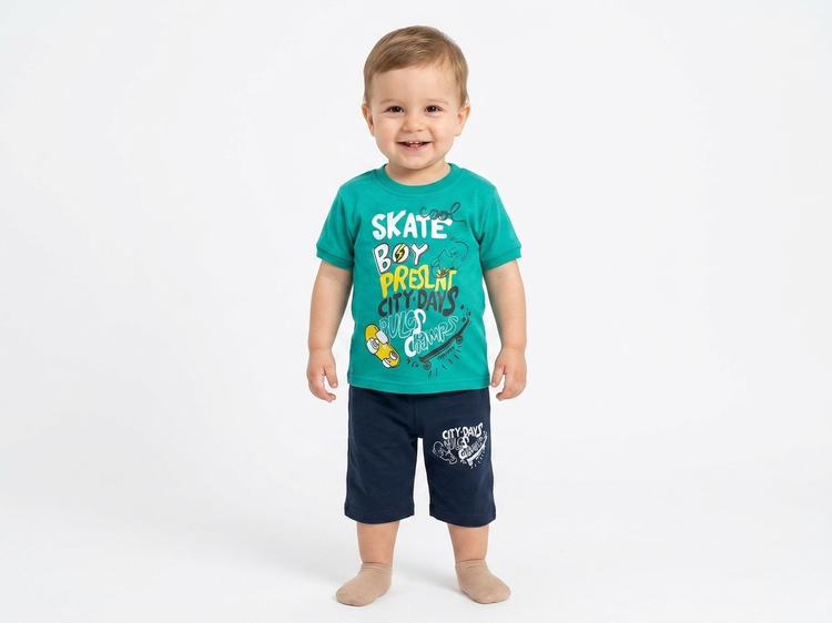لباس پسرانه تیشرت شلوارک پسرانه skate جنس اسپان جودون